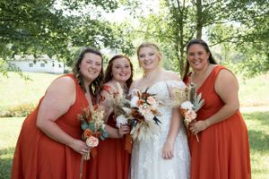 outdoor wedding bride and bridesmaids