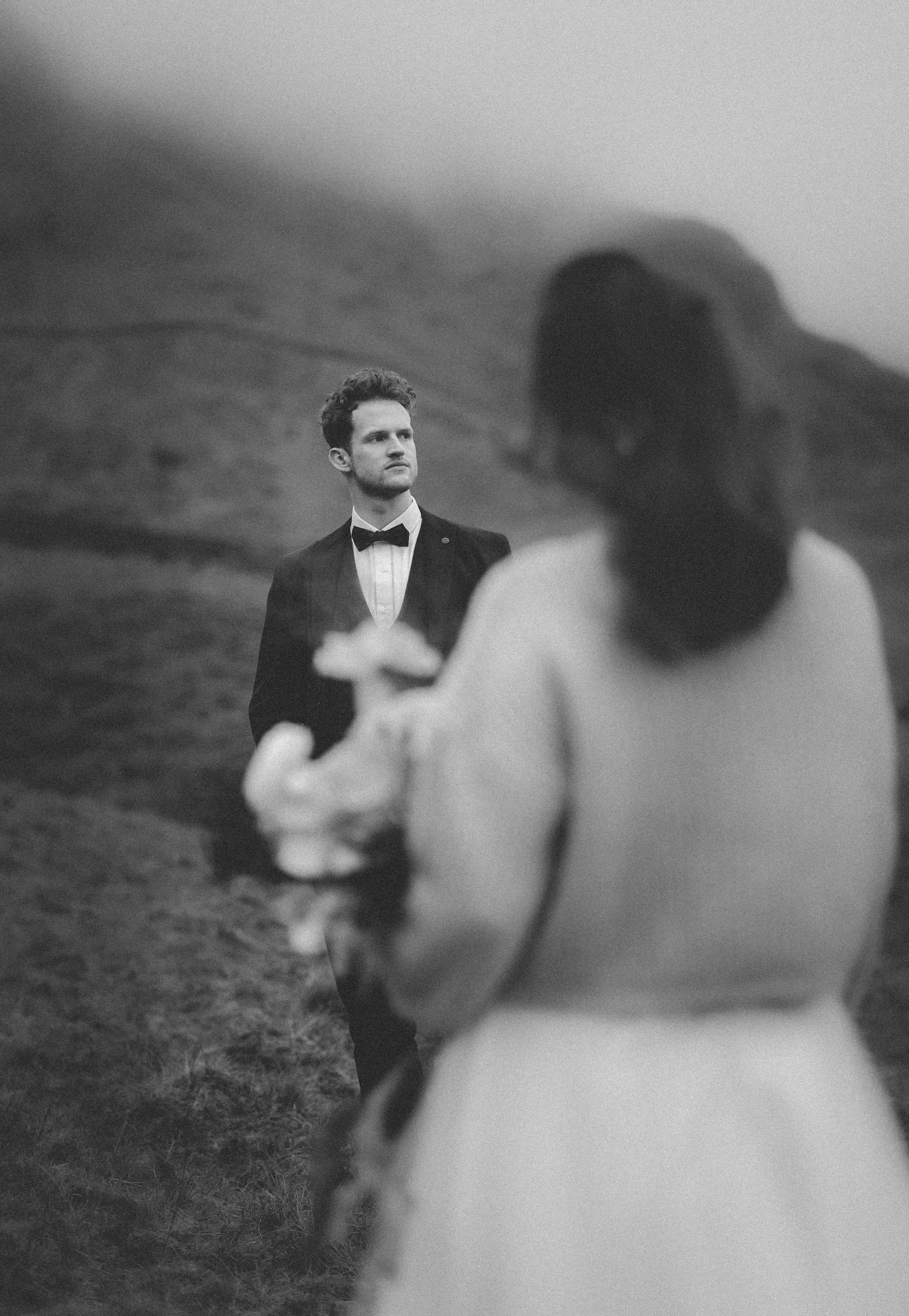 Lake District Elopement photography - groom looking at bride