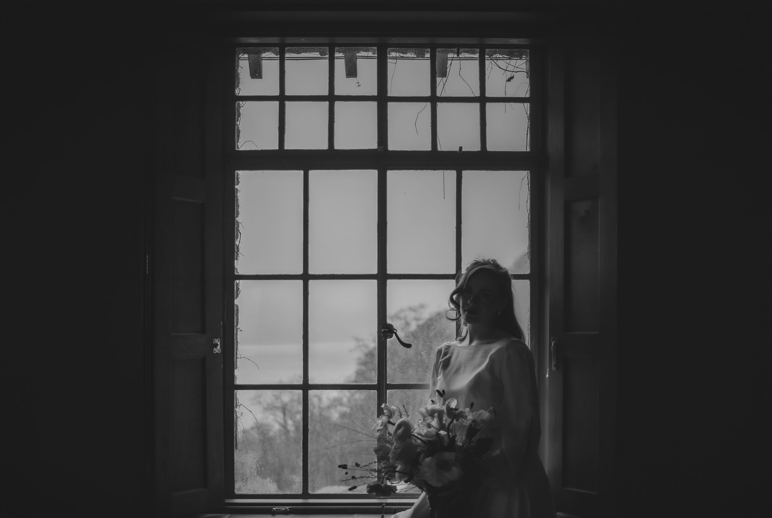 Lake District Elopement photography bride sitting in the window