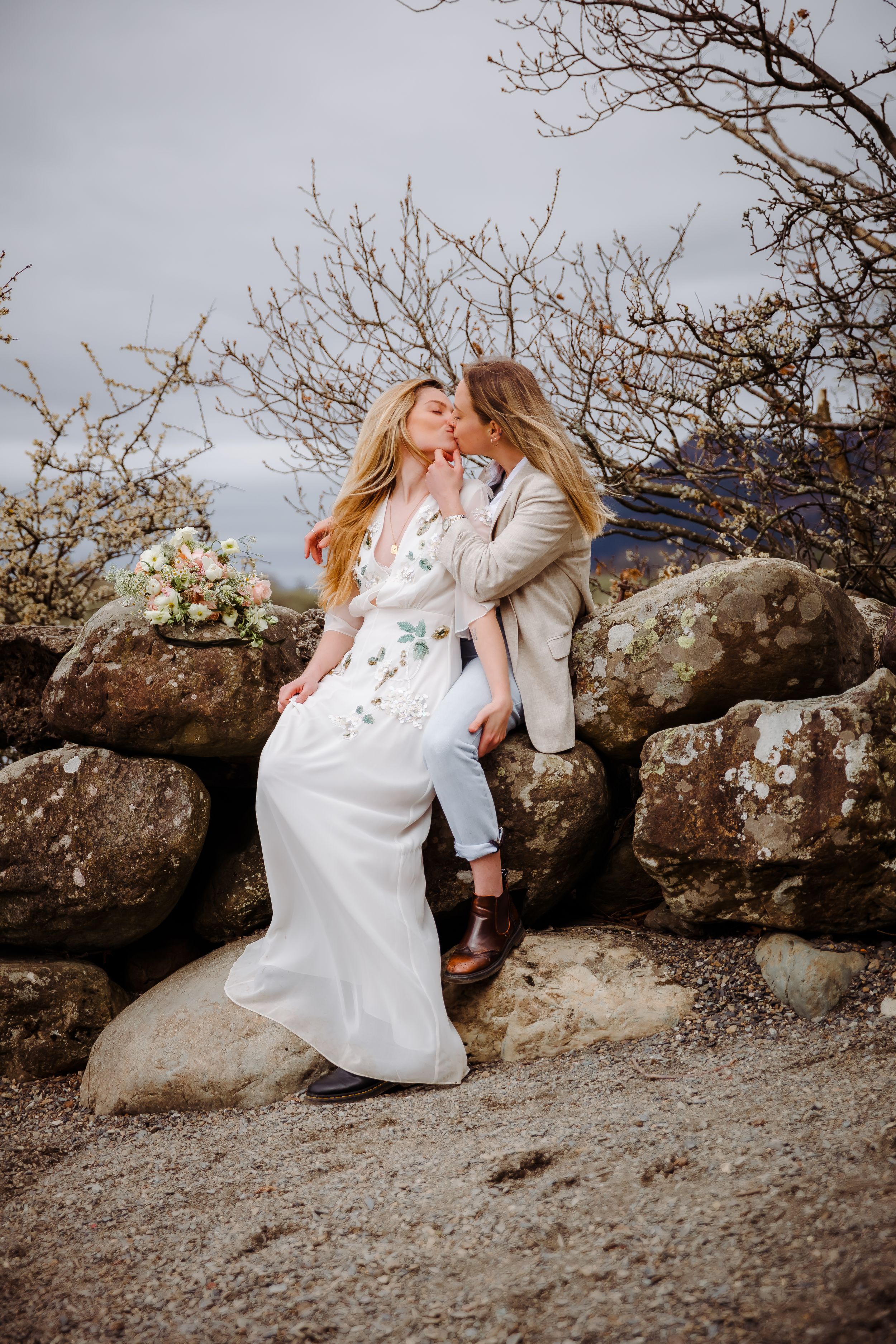 Elopement photography - brides cuddling