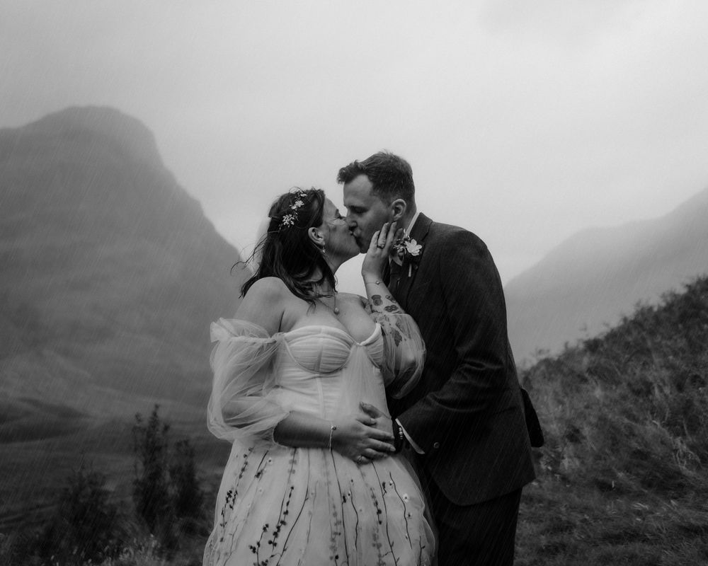A series of vintage black and white photographs showing romantic couples embracing in scenic outdoor settings.