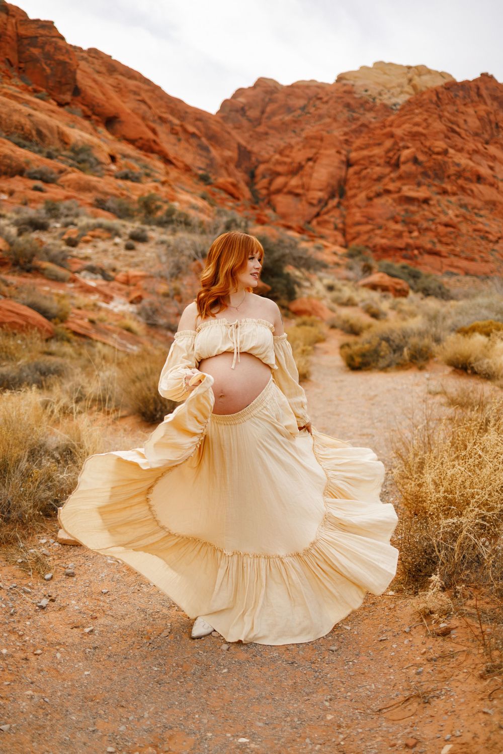 Red Rock, Reclamation Dress, Las Vegas Maternity Photographer, Top Las Vegas Maternity, Affordable