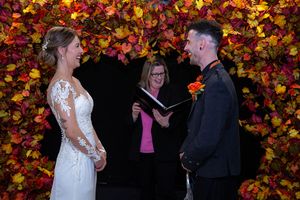 bride and groom getting married