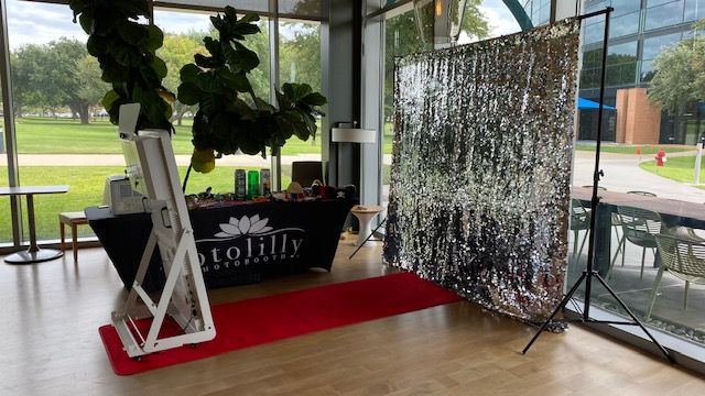 Interactive mirror photo booth for Quinceañera reception with instant photo printing and digital sharing in Dallas Fort Worth Texas area