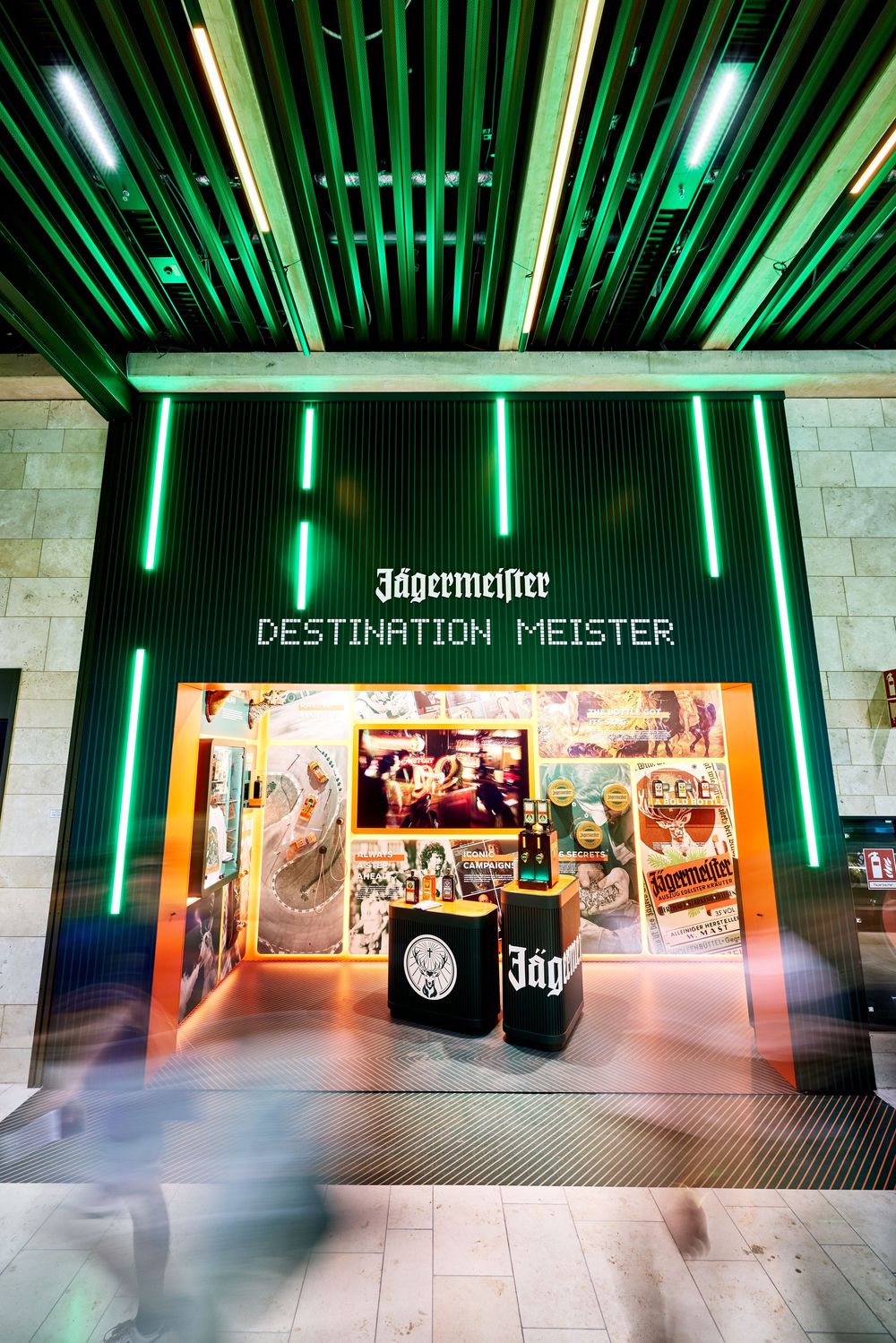 Jägermeister Jägerland Travel Retail activation at Frankfurt Airport Terminal 3 photographed by Adam Bertalan
