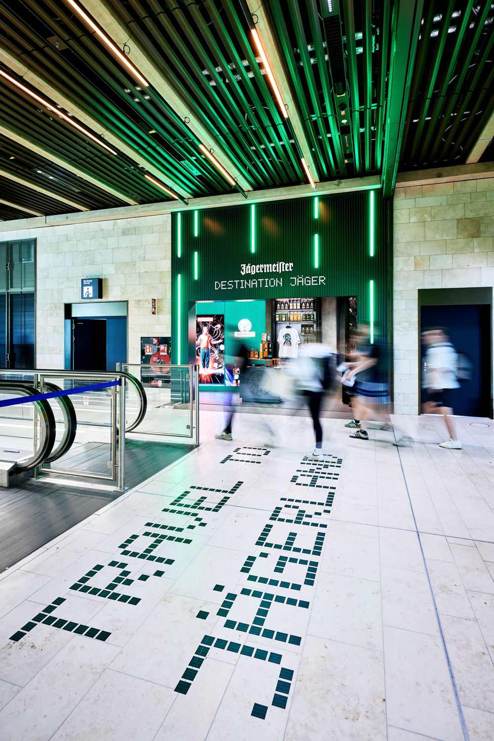 Jägermeister Jägerland Travel Retail activation at Frankfurt Airport Terminal 3 photographed by Adam Bertalan