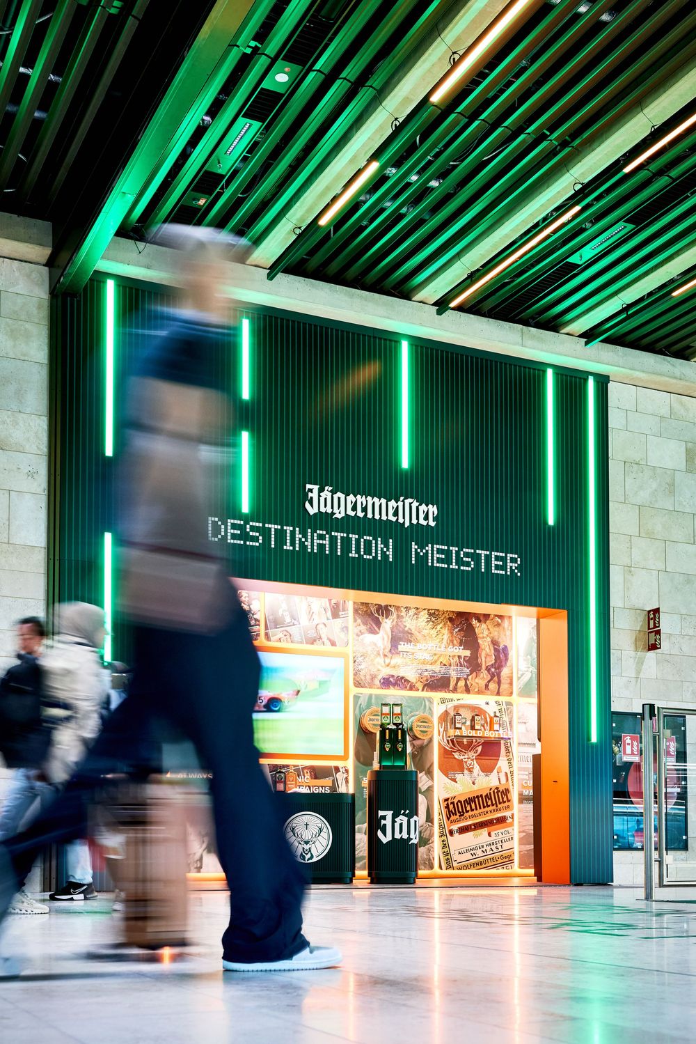 Jägermeister Jägerland Travel Retail activation at Frankfurt Airport Terminal 3 photographed by Adam Bertalan
