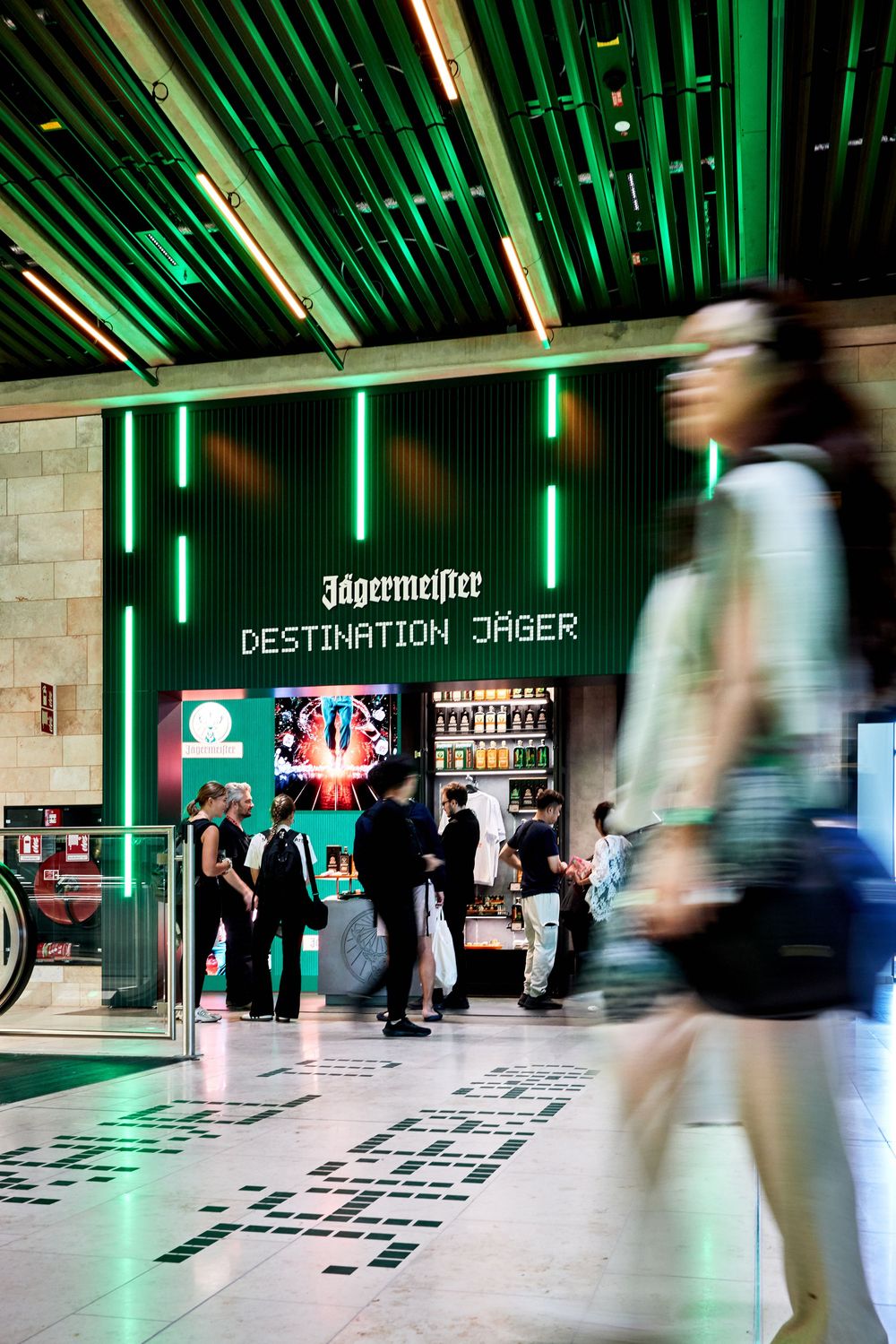 Jägermeister Jägerland Travel Retail activation at Frankfurt Airport Terminal 3 photographed by Adam Bertalan