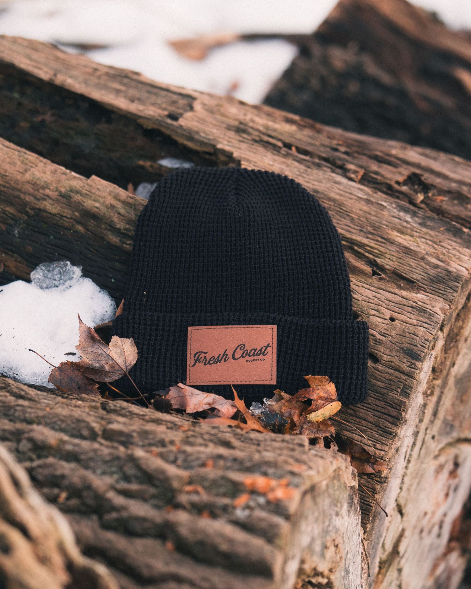 Vintage film style shot of a beanie for Fresh Coast Hockey, Rochester Hills, 2/15/26
