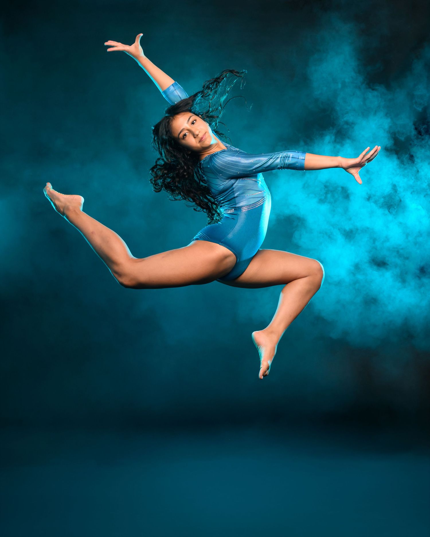 Young dancer in mint green tutu dress shown in sequence of graceful ballet positions.