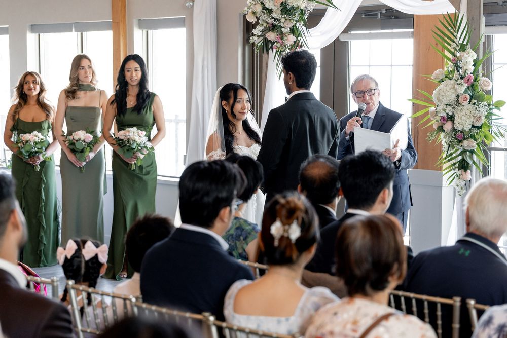 indoor wedding ceremony at lakeview by carmen