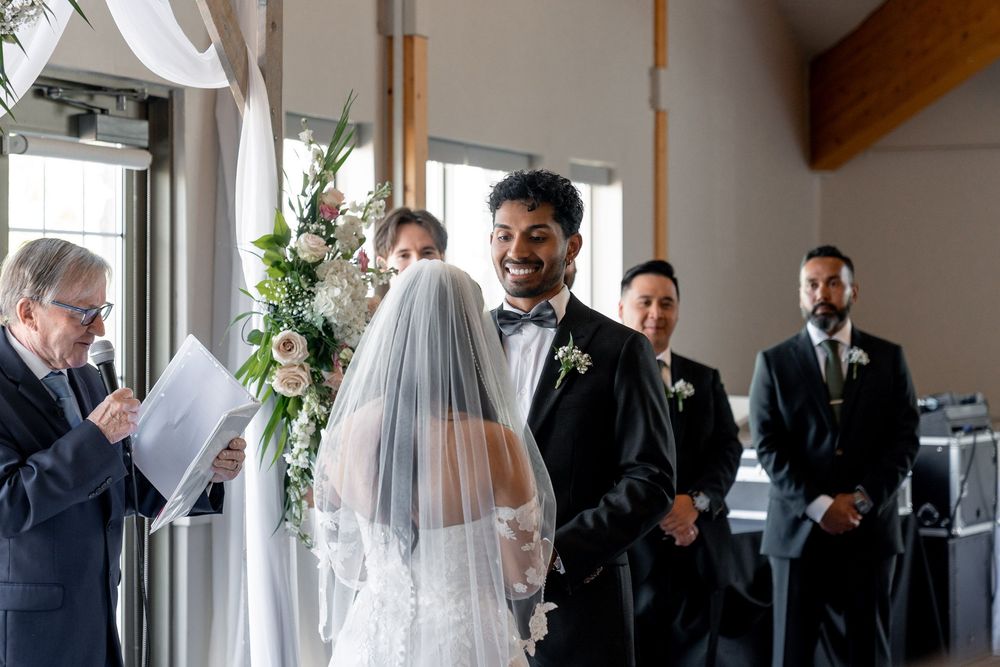 indoor ceremony at lakeview wedding venue