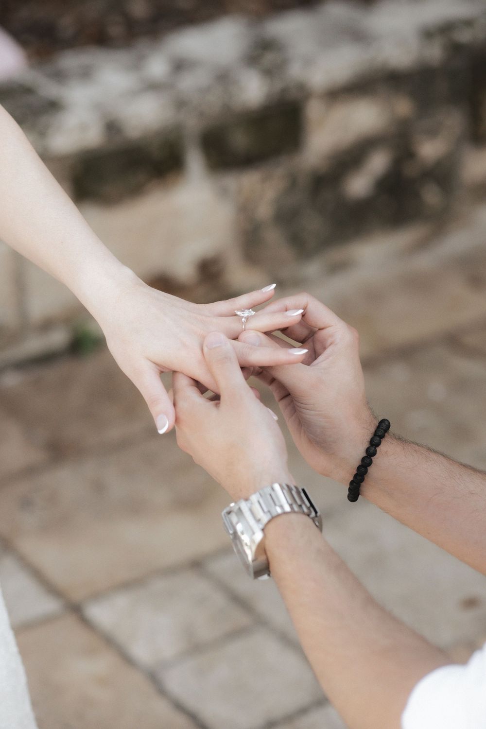 Couple in marriage proposal in The Ancient Spanish Monastery, Miami Beach