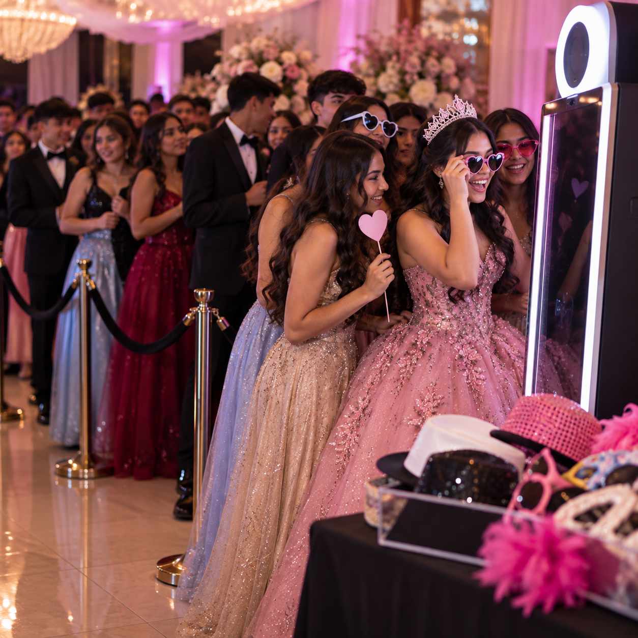 Fort Worth quince photobooth rental with experienced operators, pro lighting, instant prints and Mirror Photo Booth service across DFW TX