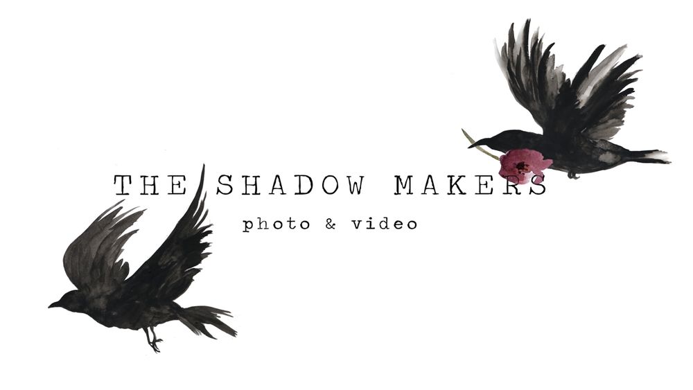 Photography logo design featuring two black ravens and text reading 'The Shadow Makers'.