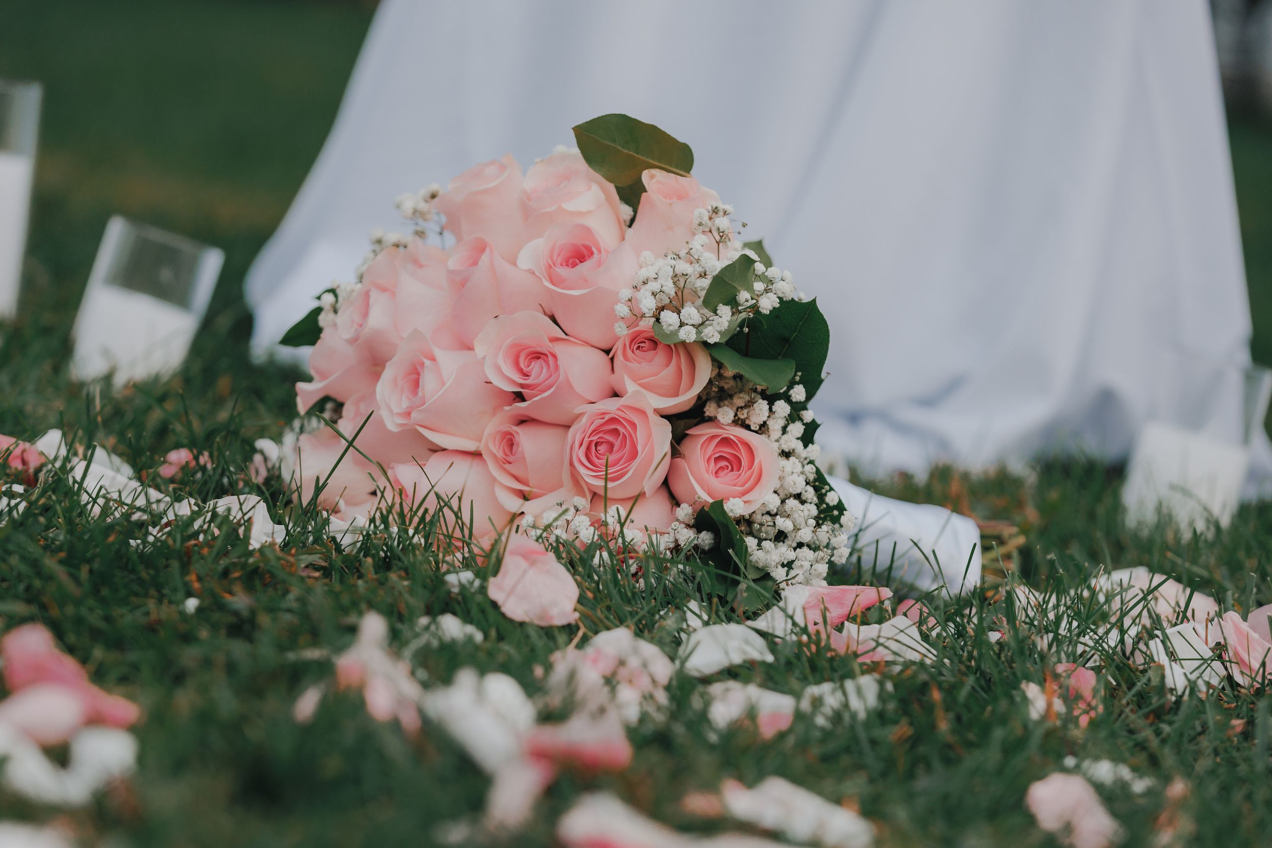 Pink rose bouquet and romantic details from a Long Island proposal