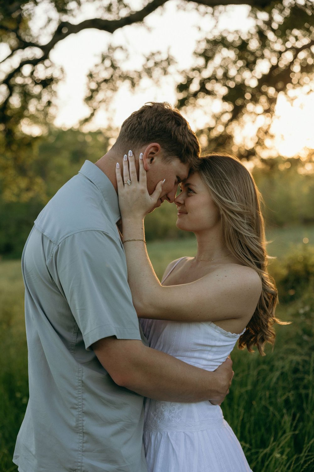 Romantic couple portraits in open field near Atlanta.