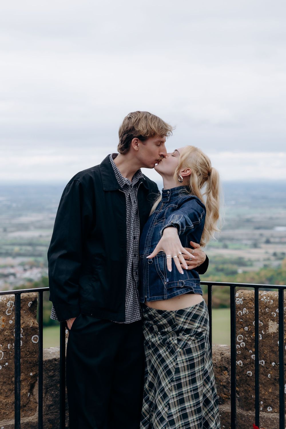 Surprise engagement at Broadway Tower in the Cotswolds.