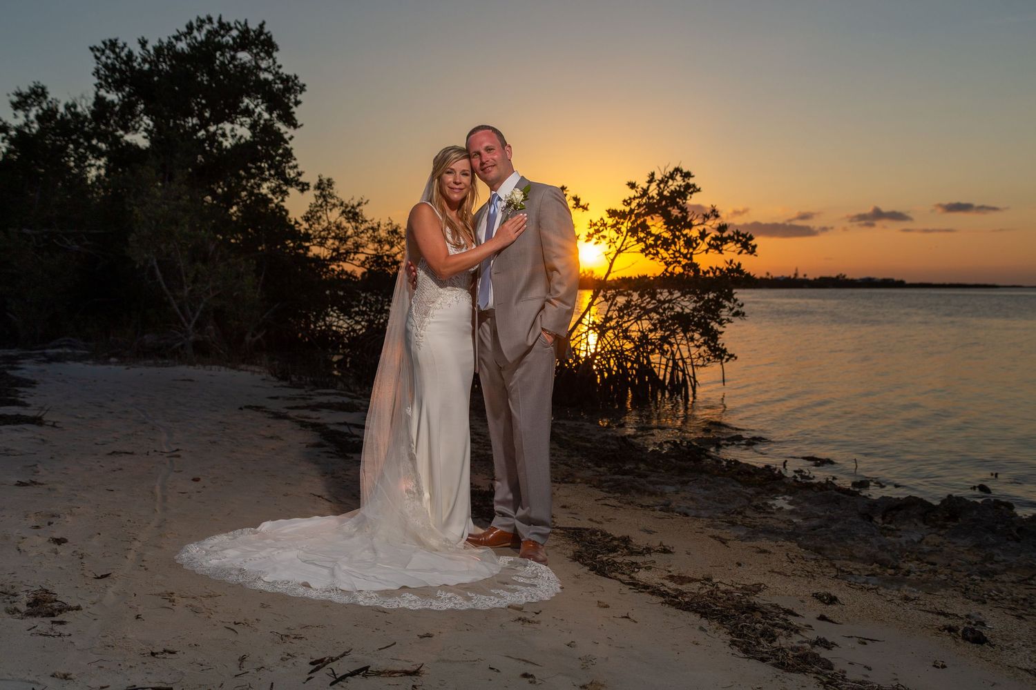 Key Largo Lighthouse wedding ceremony at sunset by Roger Bella Photo Studios