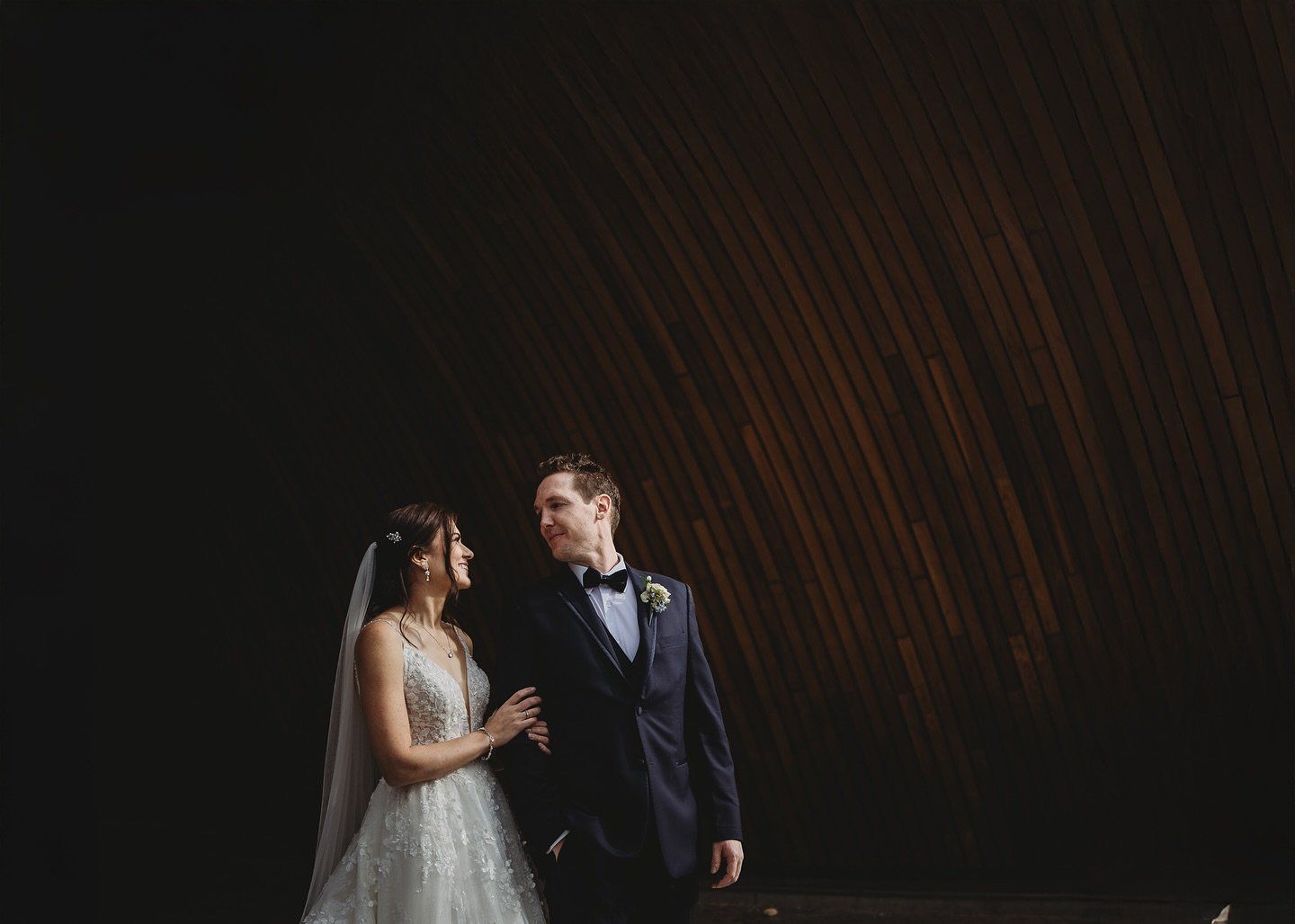Bride and groom portrait at golden hour, Teatro Calgary wedding by Calgary wedding photographer Tkshotz
