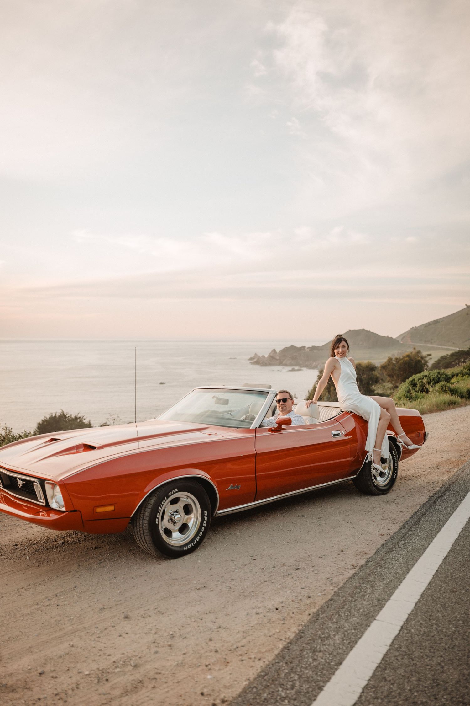 red mustang anniversary photos in big sur