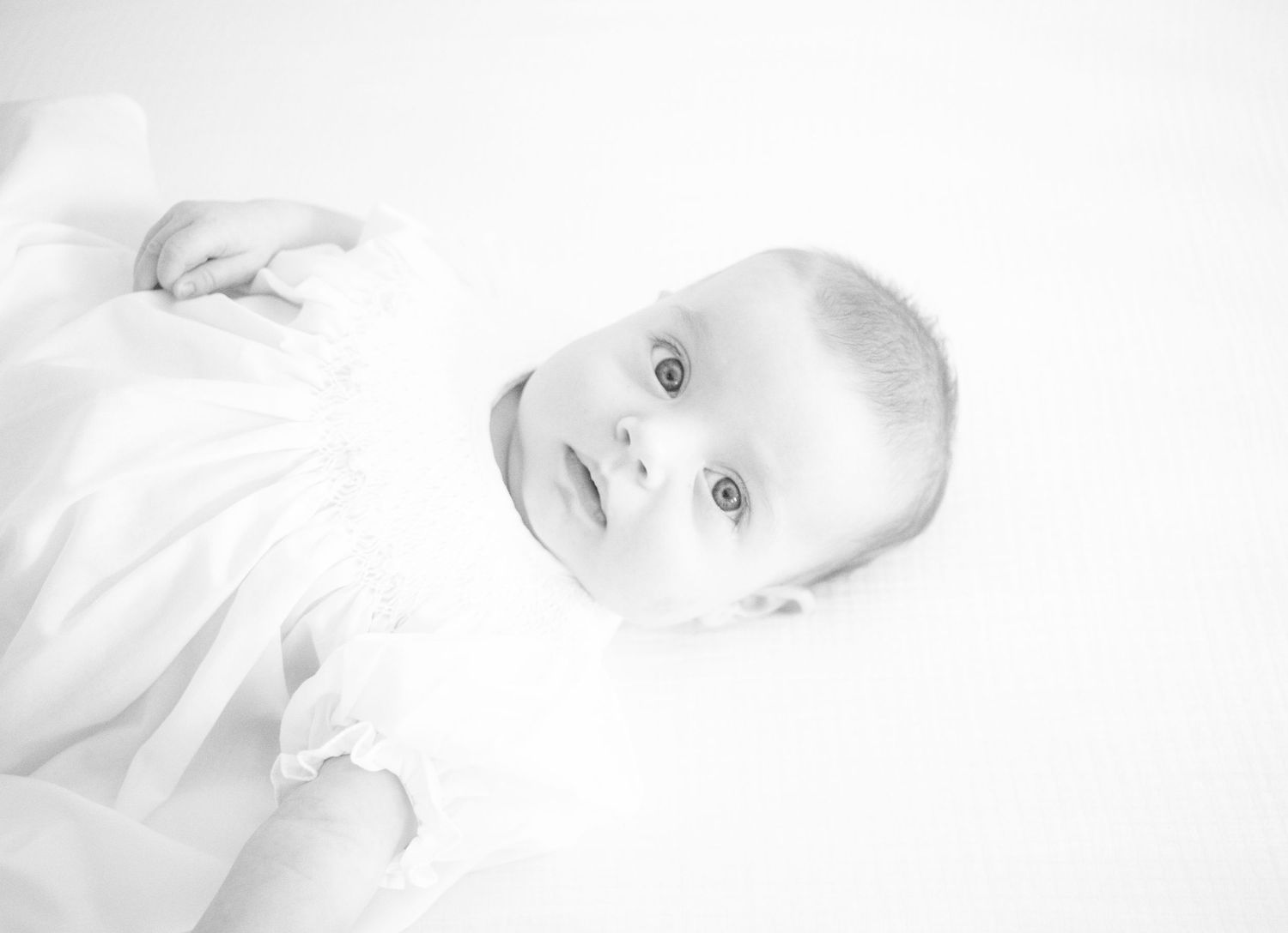 Classic Southern baby heirloom portrait with smocked dress