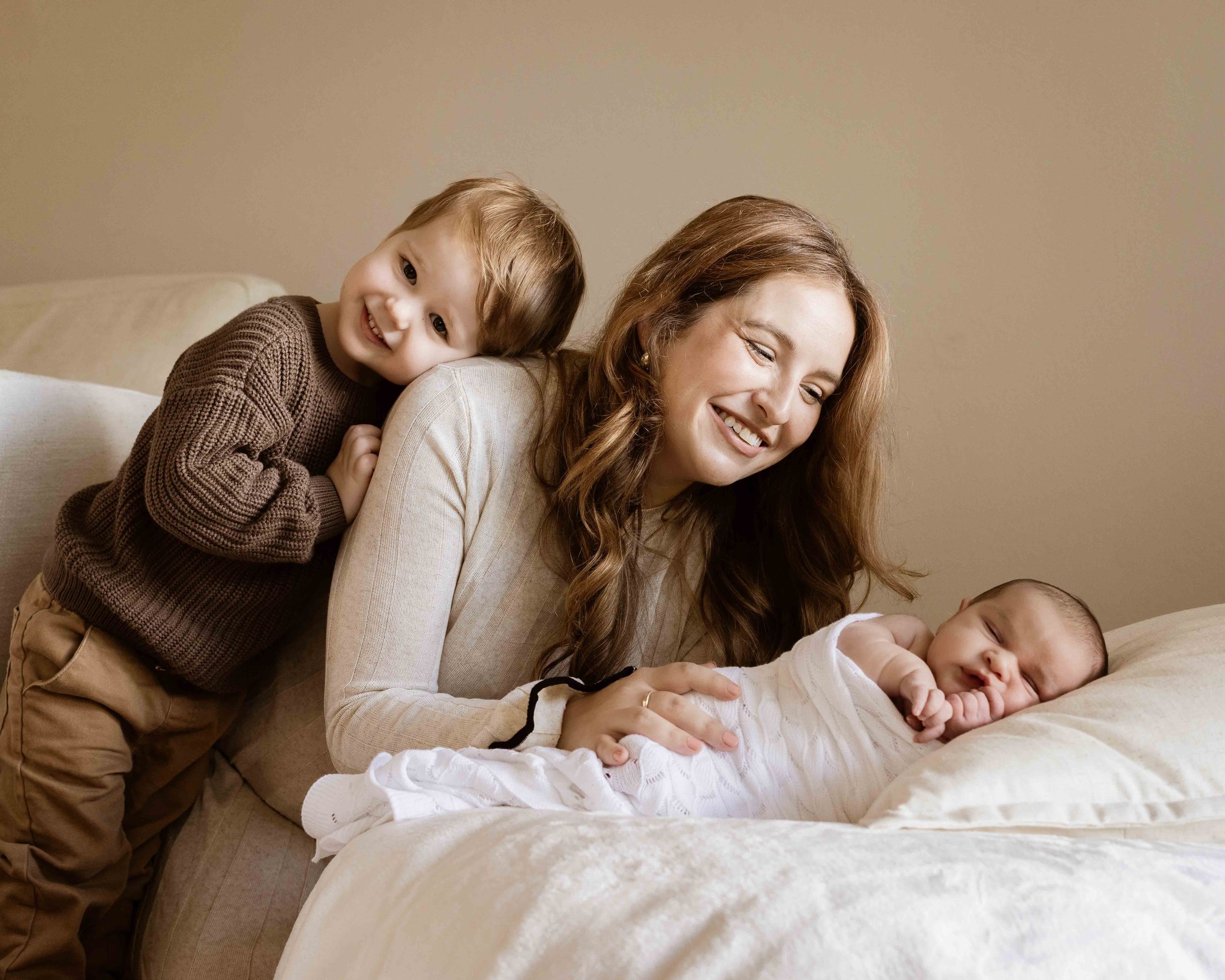 newborn and family photography session with siblings Northern Sydney