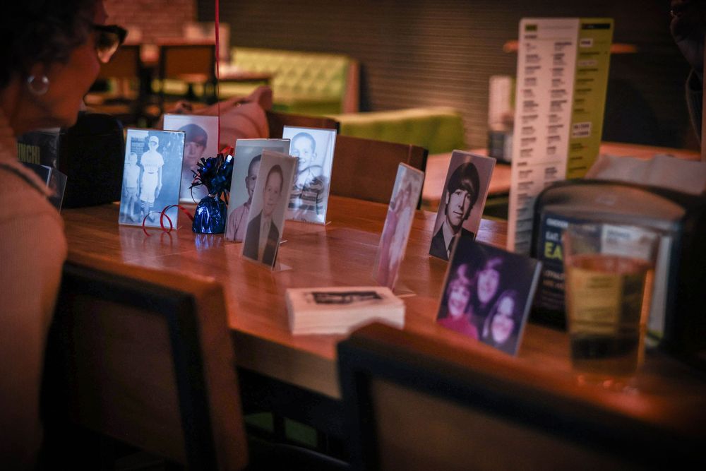 Memory table at a birthday event.