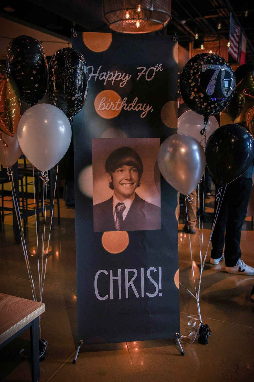 A birthday banner at an event.