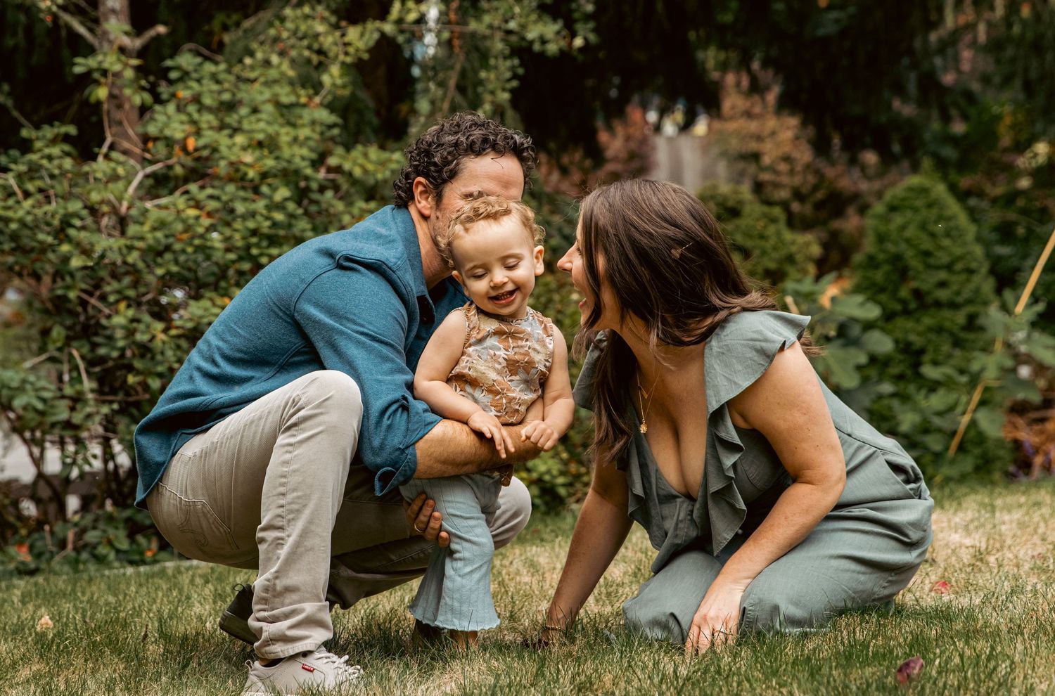 A young family is enjoying their time outside.