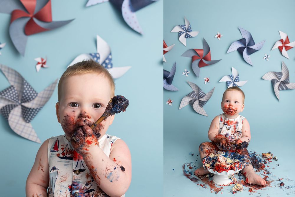 Fourth of July patriotic cake smash