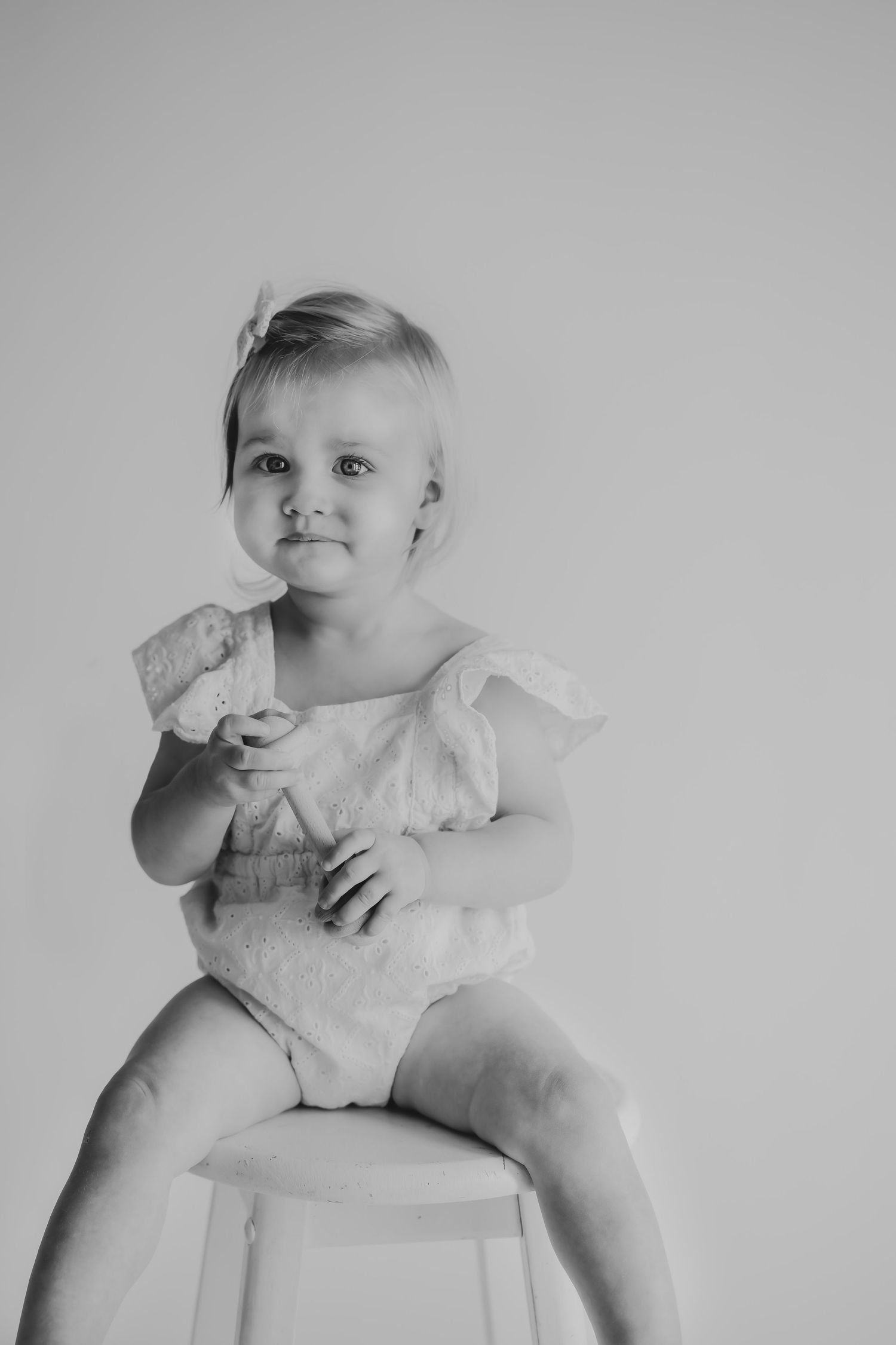 Kids personality portrait in black-and-white at the studio on the alley in Zionsville, Indiana