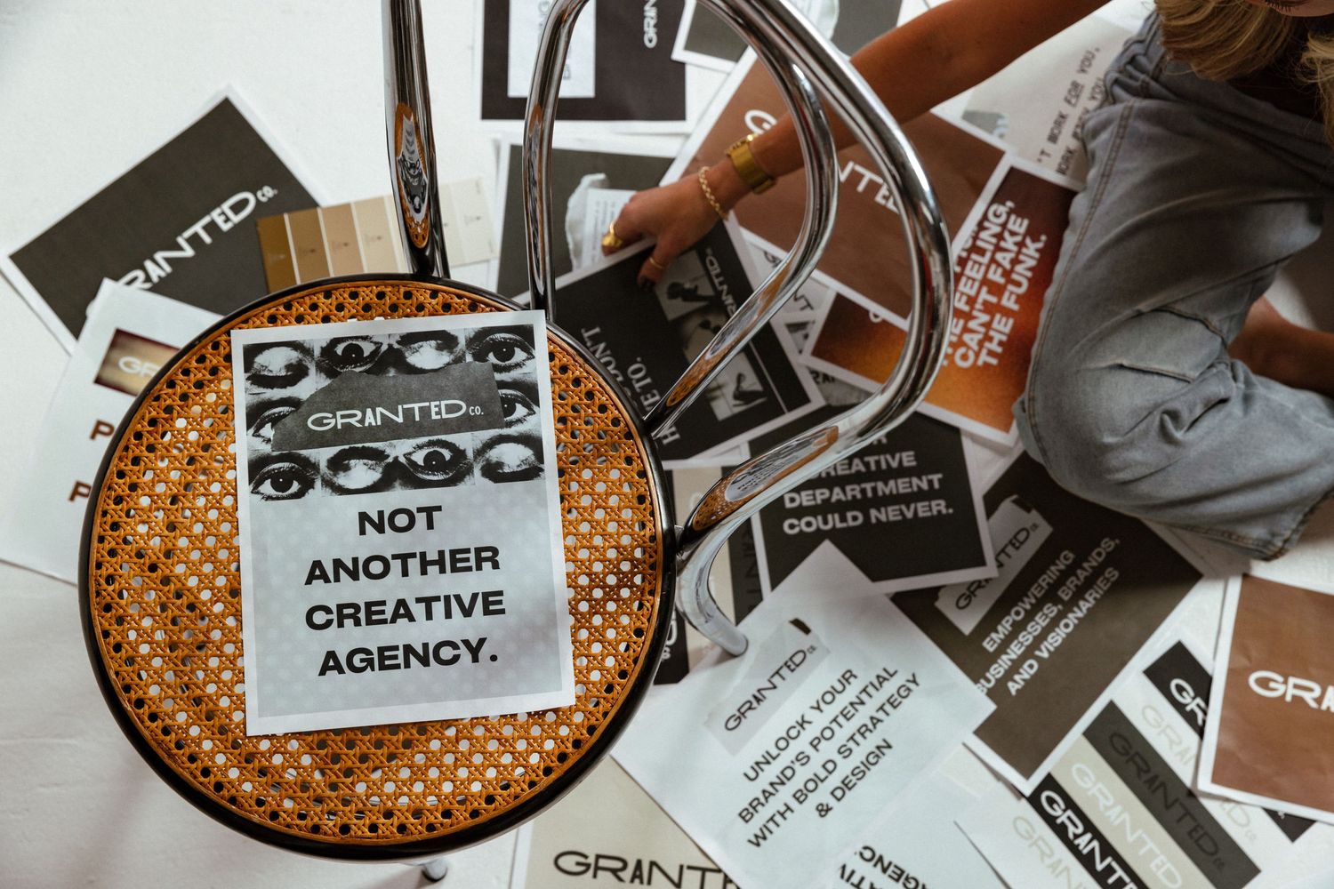 Editorial detail of brand collateral and creative direction materials for a South Florida design studio and personal brand.