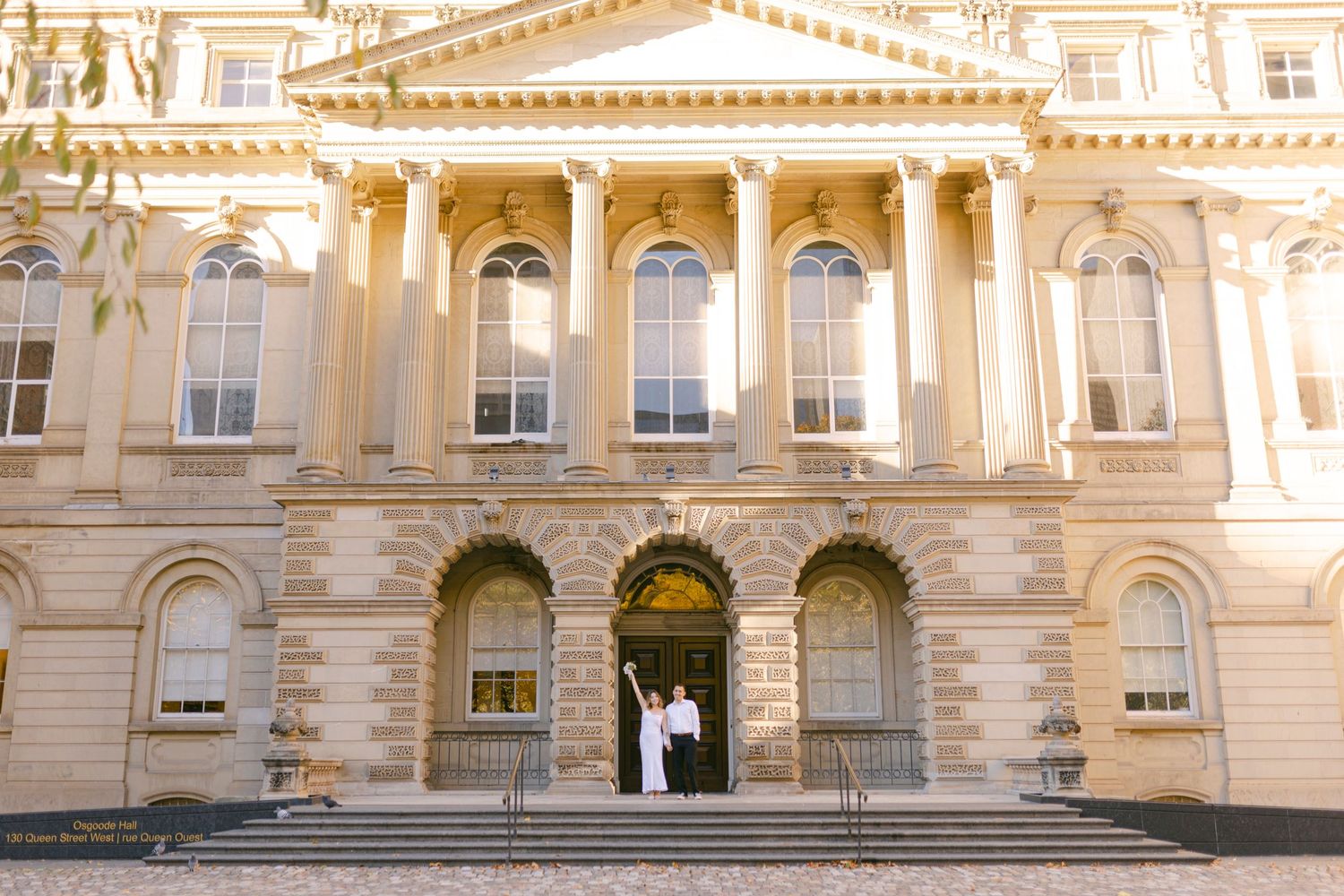 Toronto wedding couple walking in cinematic golden hour photography