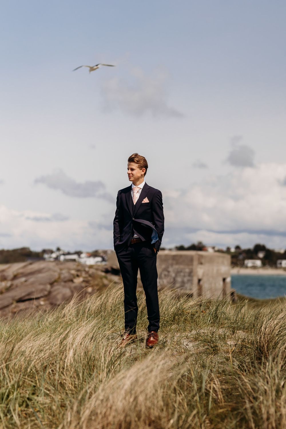 Konfirmantfotografering utendørs på Jæren