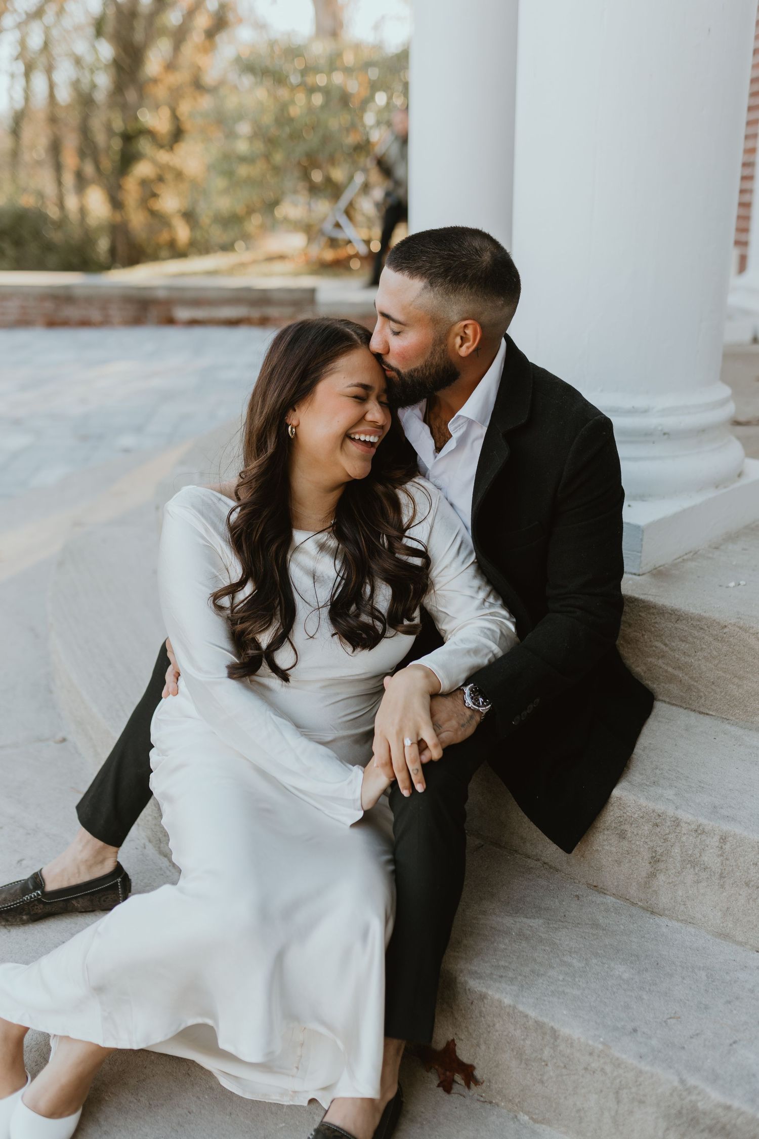 Outdoor Fall engagement photos with couple in Long Island, New York