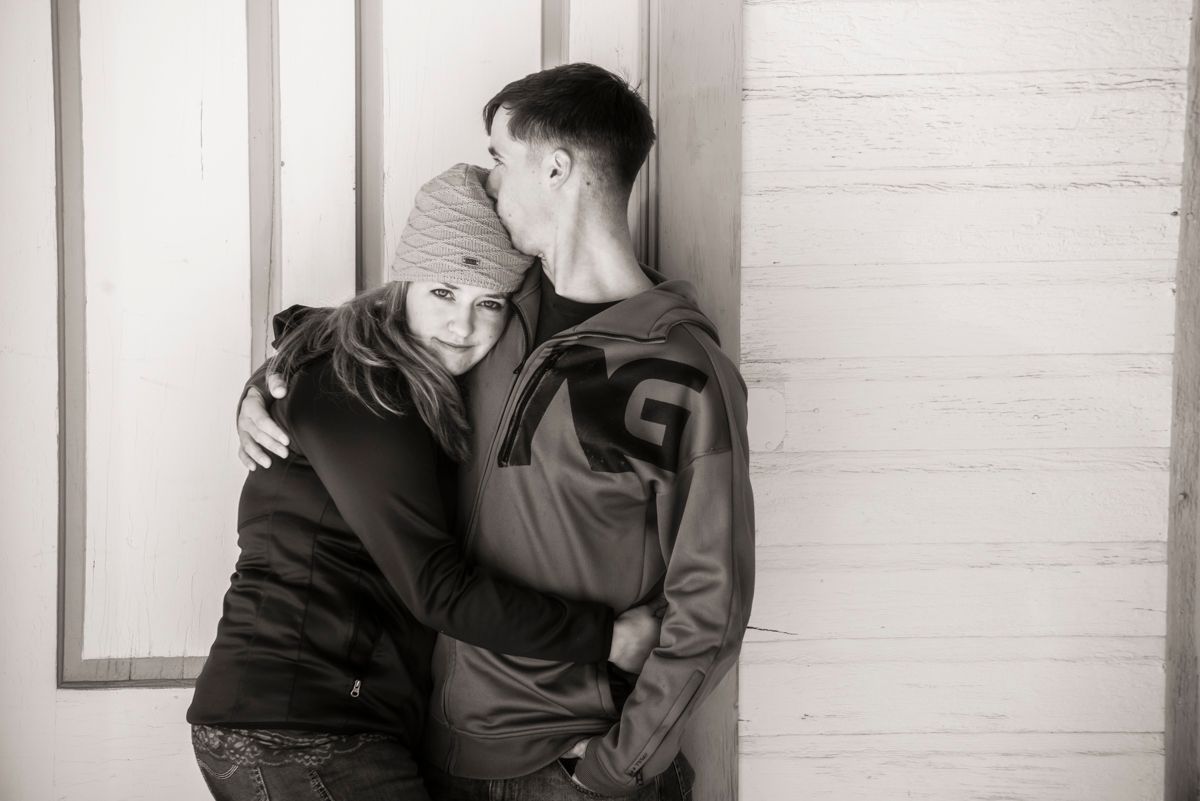 Engagement session image black and white couple