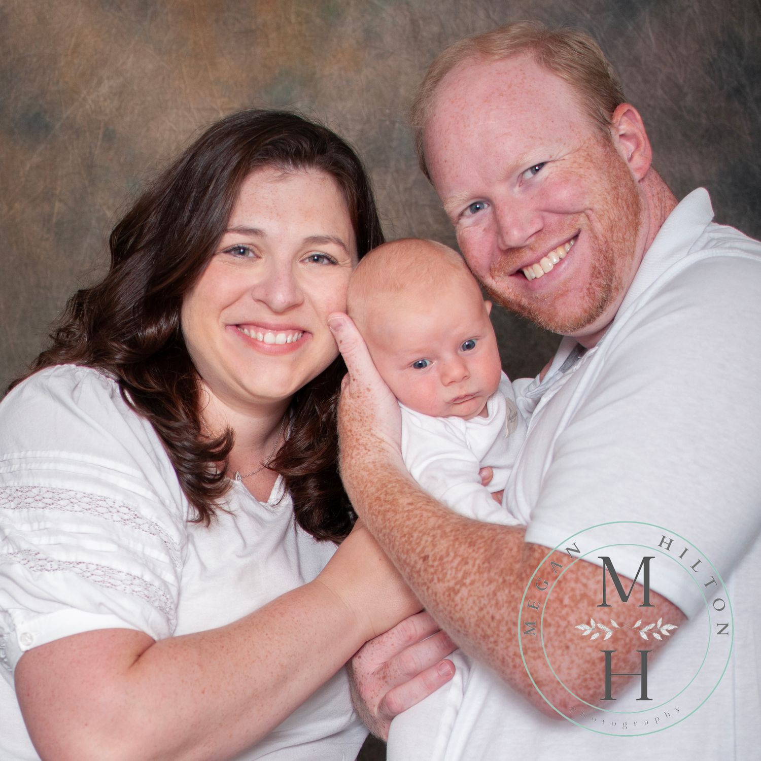 Mom and Dad with 2 month old baby photo