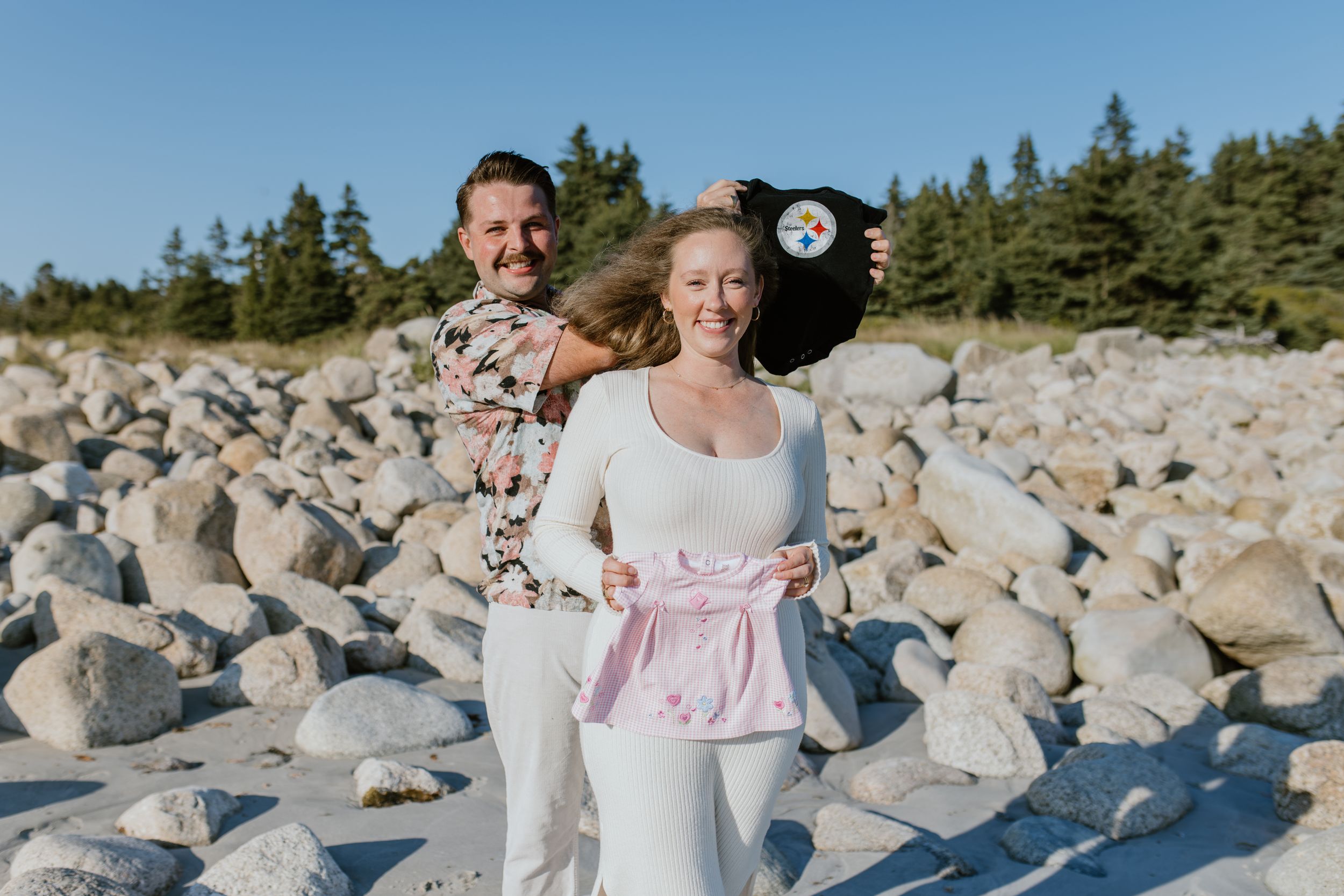 Pregnancy announcement, maternity session, Crystal Crescent Beach, Nova Scotia, Halifax Photographer