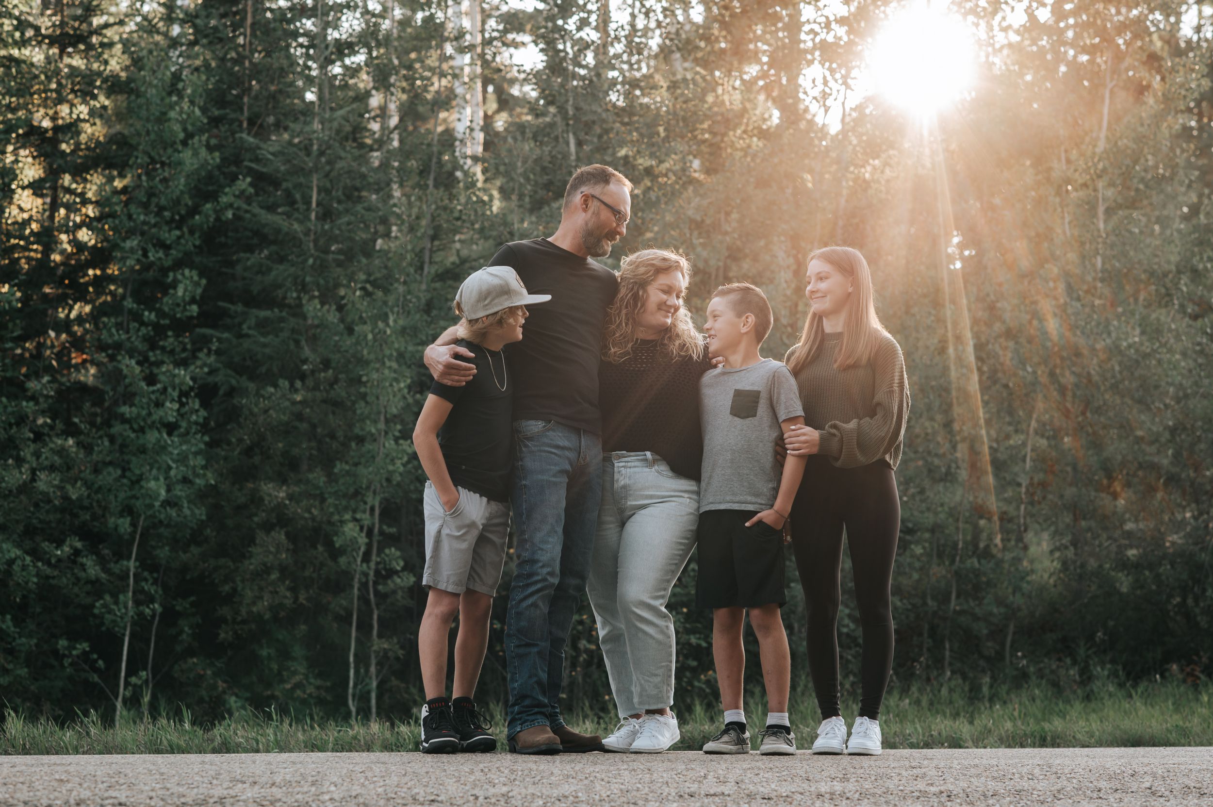 Central Alberta family photographed at sunset