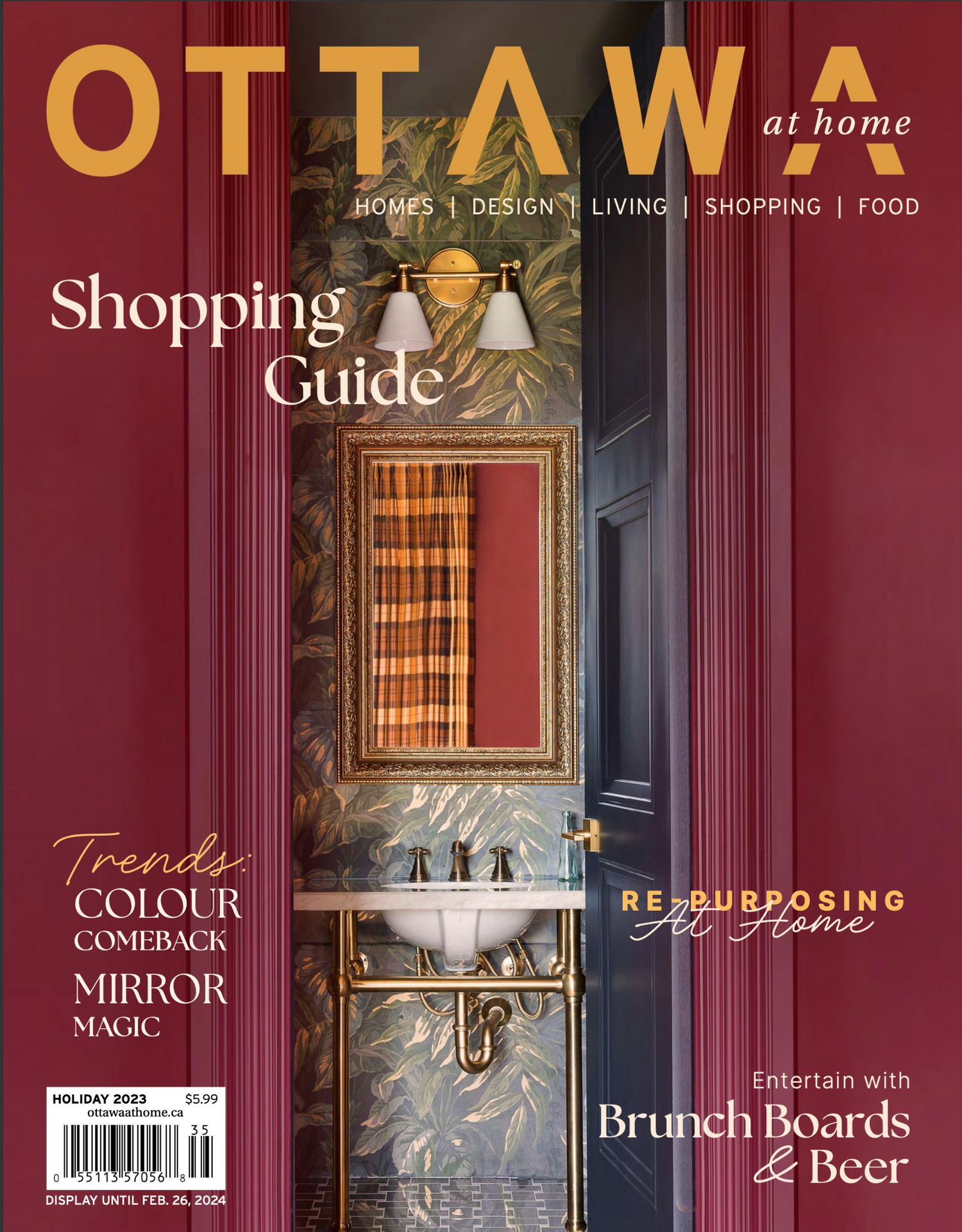 Ottawa at Home magazine cover featuring elegant bathroom design and shopping guide.