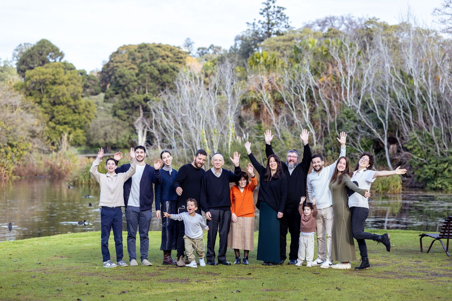Big family excited and happy in Melbourne photoshoot, joyful moment.