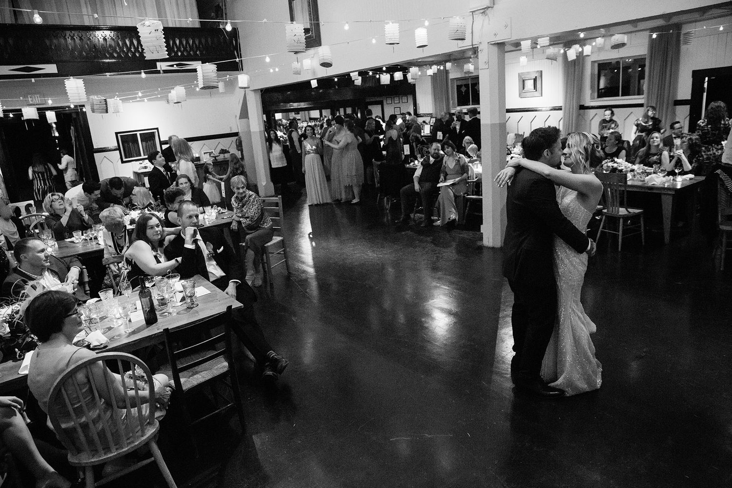 First dance for the wedding couple at Crown Hall, Mendocino, CA ceremony at Cypress Grove