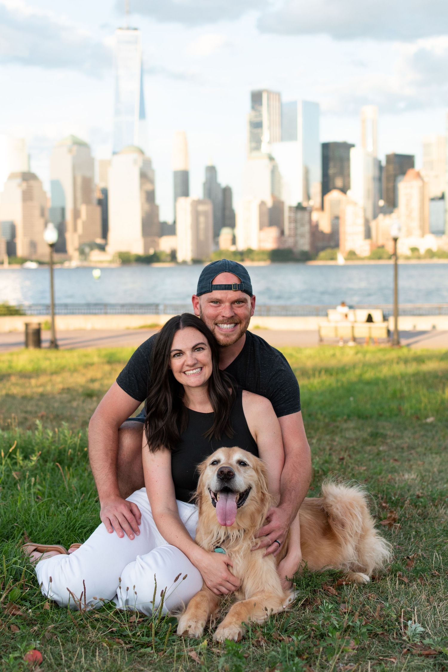 Photosession at Liberty State Park, New Jersey. Golden retriever