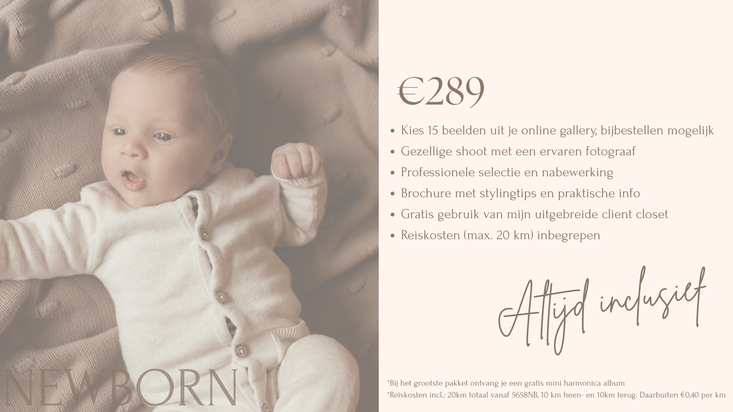 Tarieven voor newbornshoot aan huis - Eindhoven en omstreken
