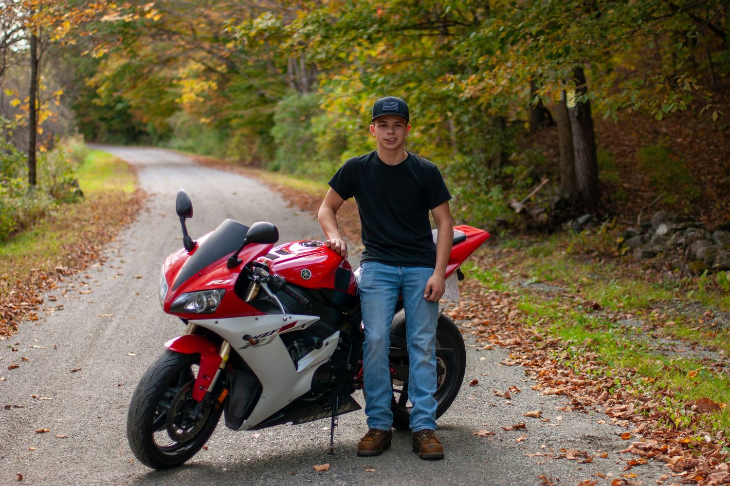 Senior photos with a motor bike