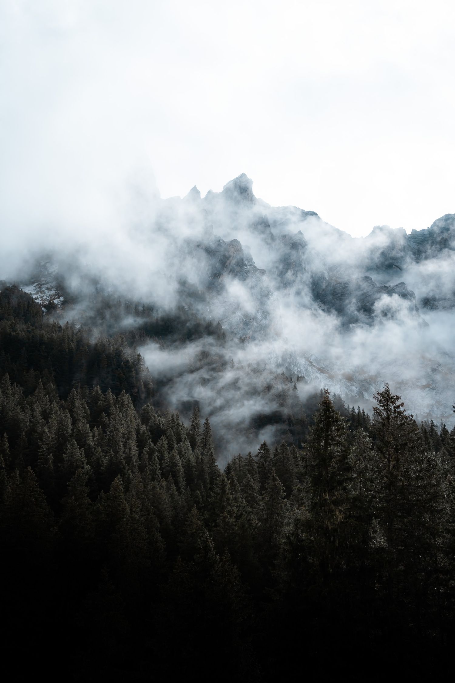 montagne et brouillard dans les alpes
