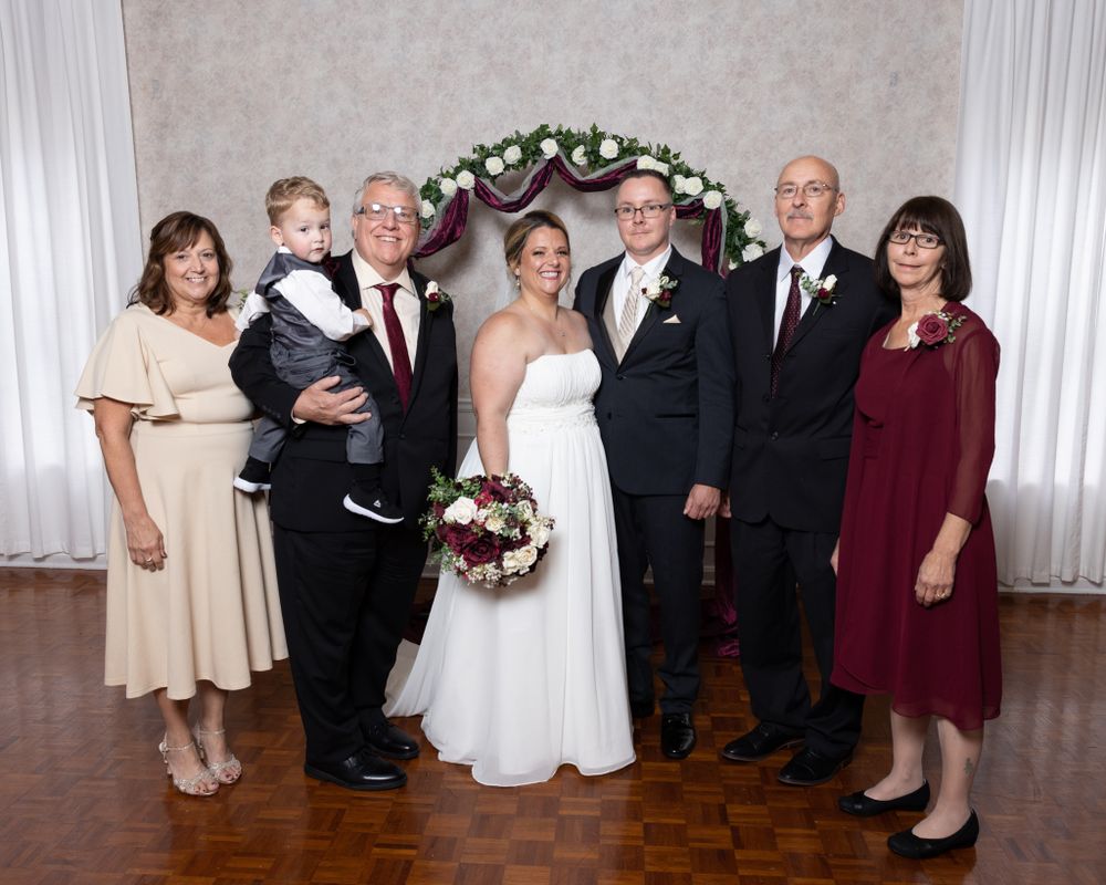 formal wedding day photo, family