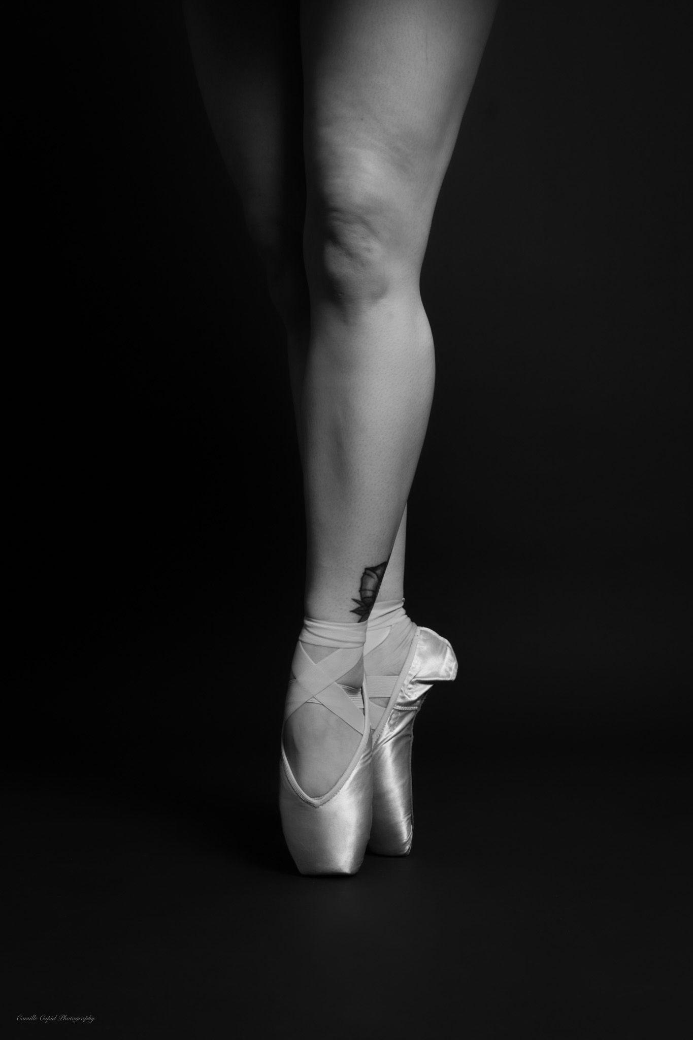 studio portrait of woman in pointe shoes, artistic personal portrait photography by Camille Cupid in Pittsburgh Dancing photos photographer