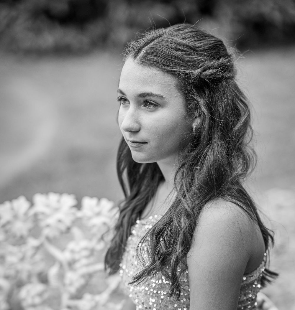 Teen girl sitting in formal dress for dance Belton South Carolina Upstate Anderson